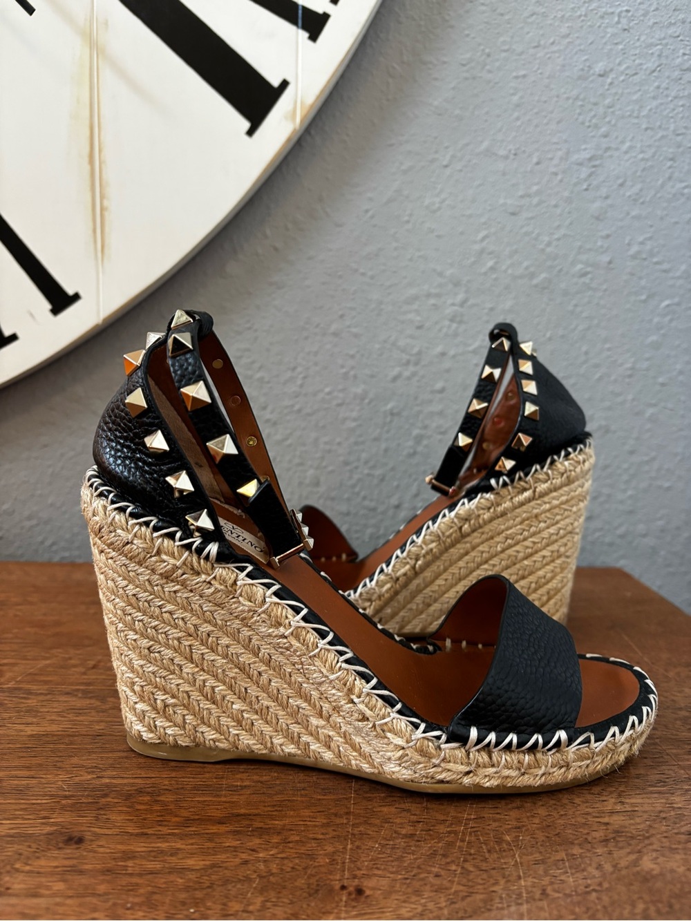 Valentino Garavani Rock Stud Leather Wedge Sandals 37(7) Price is firm - Picture 13 of 13